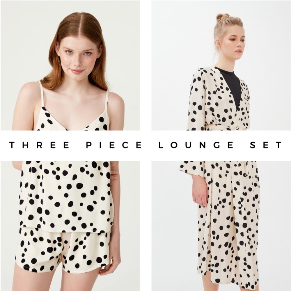 NWT Bamboo Lounge Set of 3 piece Kimono Robe and Cami Short Set